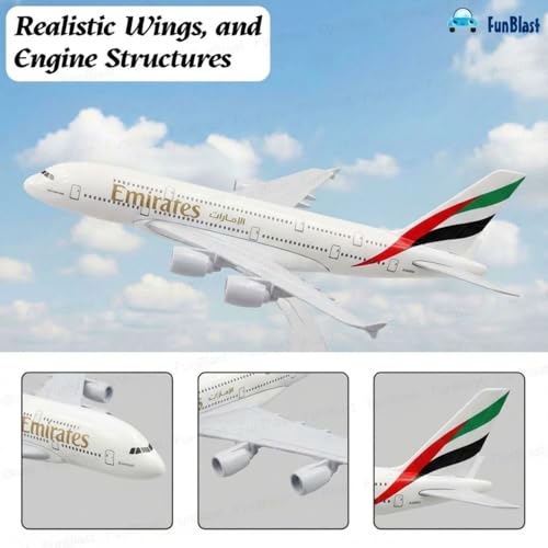 Image of FunBlast Diecast Aeroplane Scale Model - Airplane Miniature Model Only for Display, Size -14 Cm (A380-Emirates)