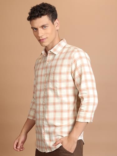 Image of Highlander Men's Slim Fit Checks Shirt | Full Sleeves | Spread Collar | Casual Shirts for Men