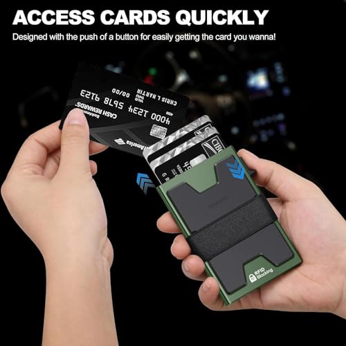 Image of SEMORID Slim Aluminum Card Holder Wallet - RFID Blocking Pop up Minimalist Wallet for Men | Front Pocket Smart Wallet Metal Card Case | Presents for Him
