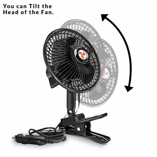 Zento Deals Oscillating Fan- 12V Durable Black Fan For Car, House And Office #TOP6
