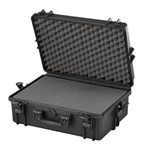 TOMcase waterdichte Buitenkoffer 56x43x22 cm met Rasterschuim/Kubusschuim; IP67 Transportkoffer (Zwart)