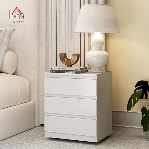 Miniatura 2 de Homcom Cómoda 3 Cajones Con Cierre Suave, Cómoda Dormitorio, Cajonera Para Salón, Oficina, Estilo Moderno, 45x40x52,8 Cm, Blanco