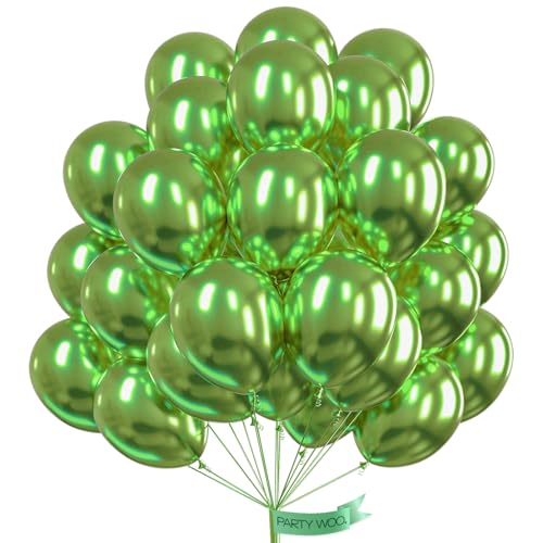 PartyWoo Metallic Green Balloons 50pcs 12 Inch Metallic Apple Green Latex Helium Balloons for Graduation Spring Forest Summer Wedding Engagement Baby Shower Birthday Party Decorations Green-G121
