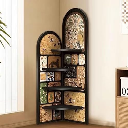 Gabinete de esquina alto premium, estantes de exhibición con revestimiento de cristal