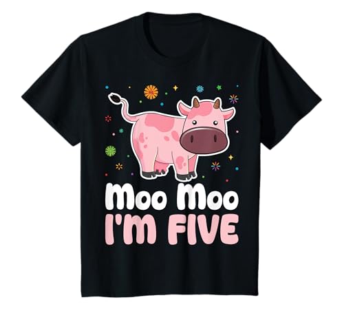 Niños Moo Moo I'm Five Cow 5 Years Old Cow Lover 5th Birthday Kids Camiseta