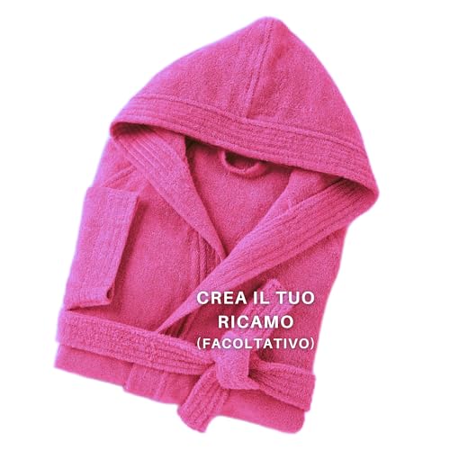 MAYRA Accappatoio Personalizzabile in Spugna 100% Cotone 500 gr Taglie Calibrate | Adulto, Uomo, Donna, Hotel | Personalizzato con Iniziali, Nome, Logo | Design e Ricamo Made in Italy (M, Fucsia)