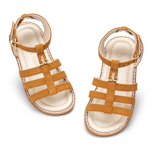 Image of Girls Gladiator Sandals with Adjustable Buckle Comfy Ankle Strappy Flat Shoes