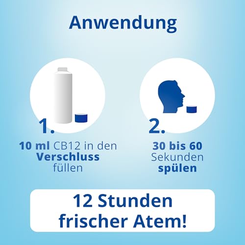 CB12 Mundwasser – Bekämpft die Ursache von Mundgeruch – wissenschaftlich nachgewiesener 12-Stunden-Effekt, Minz – 500 ml