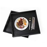FOVERN1 Serving Tray, Set of 2 Wooden Serving Trays with Handle, Ideal for Serving Breakfast,...