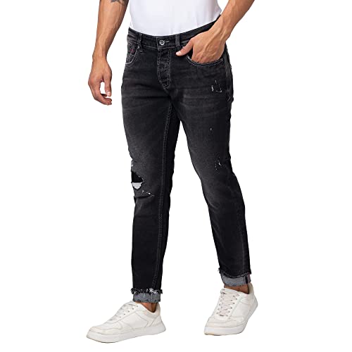 Image of Spykar Men's Kano Slim Fit Mid-Rise Jeans (Ankle Length)