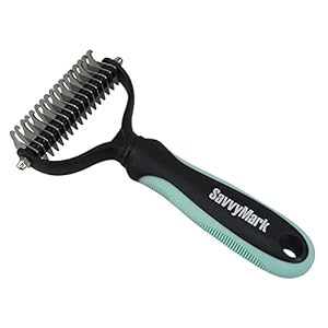Dog brush  pet dematting and undercoat deshedding rake  stainless steel grooming comb for dogs cats furry pets large or medium remove knots tangles in long fur hair   cucciolini doodles