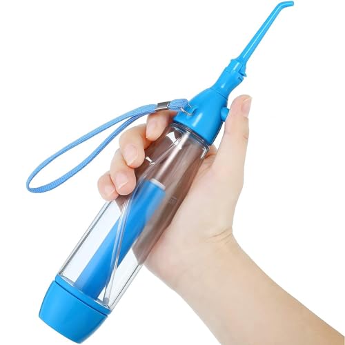 Tragbare Manuelle Munddusche | Kabellos, keine Batterie | für Unterwegs, Regulierbarer Druck | Wasser Flosser für Zahnzwischenraum, Kieferorthopädie, Zahnfleisch, Tonsillenstein