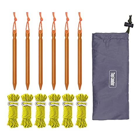 400cm Thicken Reflective Guy Ropes Aluminum Tent Pegs Nylon Guide Ropes Stakes with Aluminum Cord Adjuster for Outdoor Camping Hiking Awning (6ropes 6pegs) Cover
