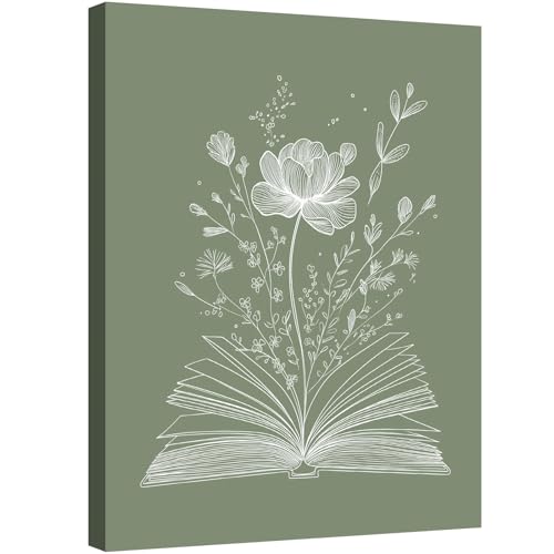 Halioyo Minimalist Line Art Canvas Wall Art, Abstract Floral Books