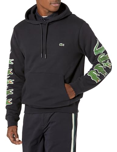 Lacoste Men's Contrast Crocodile Hoodie, Abysm, Large