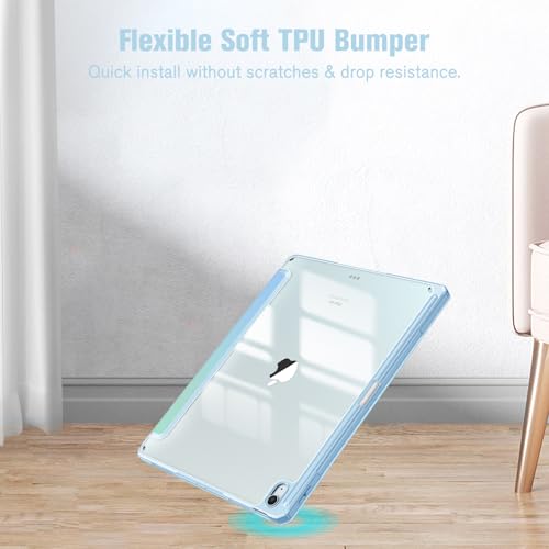 Image of Fintie Hybrid Case for iPad Air 13 inch (M3) 2025 / (M2) 2024 with Pen Holder - Shockproof Protective Case with Transparent Hard Shell Back Cover,Sea Ombre