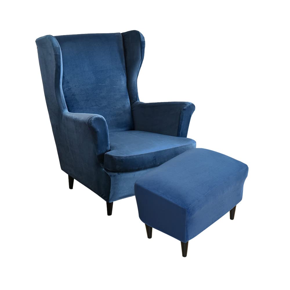 Highdivelvet Wingback Chair Covers Piece With Ottoman Cover