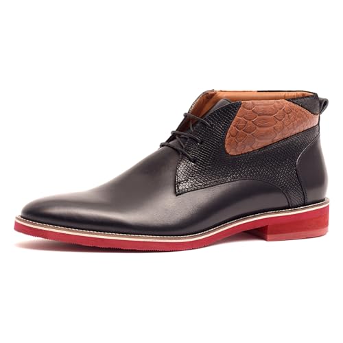 Image of Carlos Santana Morello Lace-Up Traditional Chukka Boots for Men | Lightweight EVA Outsole & Cushion Comfort Leather Footbed | with Crocodile Print on Calfskin Leather
