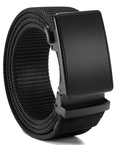 Image of CHAOREN 1.5 inch Nylon Ratchet Belts for Men - Adjustable Casual Work Belt with Slide Buckle - Trim to Fit