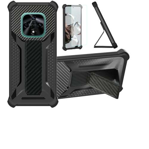 Aroepurt Case for Hi Nova 9z Phone Case Stand Cover [with Tempered Glass Screen Protector] Hybrid Case [Folding Support Magnetic] [Frosted Anti-Fingerprint] Black