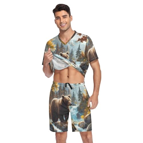 GAIREG Mens Pajamas Set Short Sleeve Summer Sleepwear S-XXL3