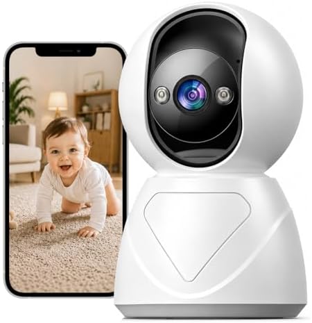 GUOANVISION Überwachungskamera Innen, 3MP Kamera Überwachung, 5GHz/2,4GHz | Hundekamera mit App, Schwenk-/Neigefunktion, Automatische Nachführung, Farb-Nachtsicht, Zwei-Wege-Audio,