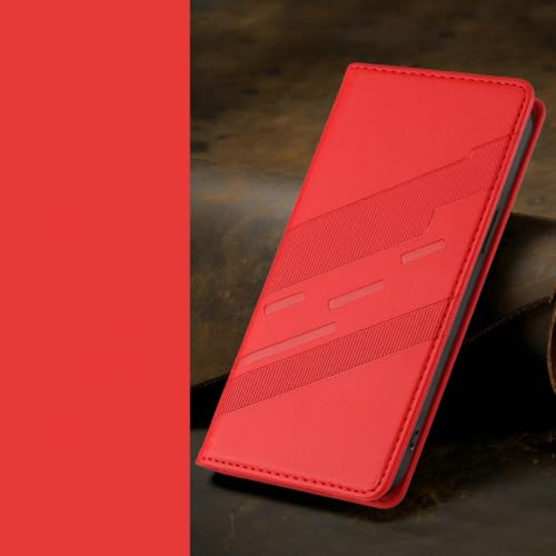 Étui portefeuille en cuir de luxe pour iPhone XS rouge magnétique avec clapet antichoc