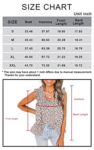 Prettygarden Boho Floral Tank Tops For Women, Shirred Straps Pleated Summer Casual Sleeveless Shirts For Teen Girls Printed Blouses (White, Small) #TOP5