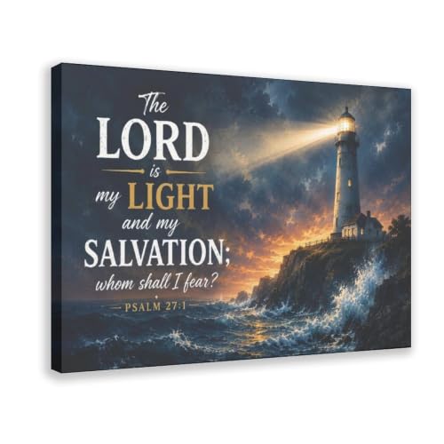 Psalm 27_1 Lighthouse Poster Christian Bible Verse Canvas Art Decor Gift