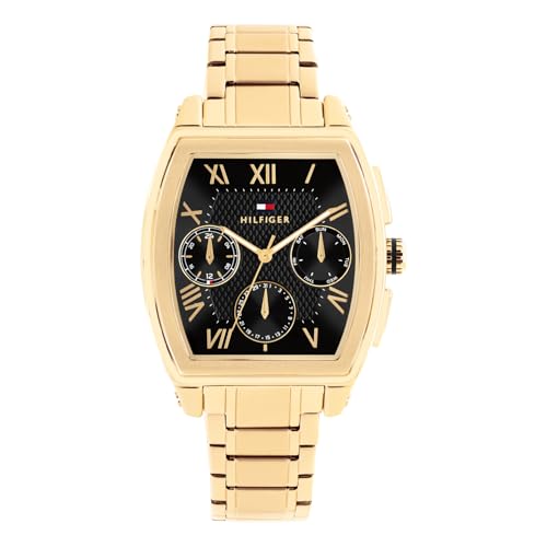 Image of Tommy Hilfiger Th-Oxford with Black Dial Gold Stainless Steel Strap Watch for Men - TH1710764