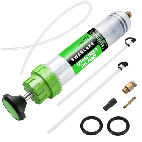 SWANLAKE 200cc Fluid Extractor & Fill Pump Automotive Fluid Pump Extractor Oil Change Pumps with 23 Long Hose 2PCS 12 Extension Tubes Suction Pumps for Lawn Mowers Cars