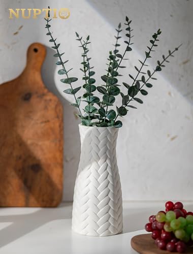 Vase Céramique Blanc 22 cm Étanche Ondulé Nuptio