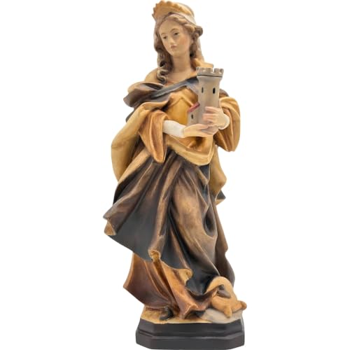 Sainte Barbara sculptée en bois pour décoration de crèche chic