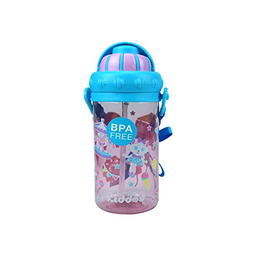 smily kiddos | Smily Sipper Water Bottle - Pink 430 ml Water Bottle Capacity Light Weight | Sipper Bottle for Kids | Water Bottle with Strap | Water Bottle for School/Travel | Kids Water Bottle