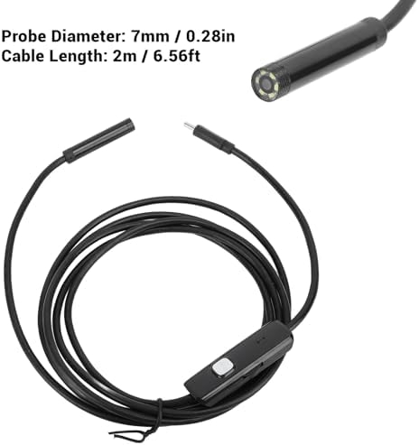 3 in 1 USB Endoscope, 7mm Diameter 2m Cable Fiber Optic Snake Camera for Phone, Type C USB MicroUSB Borescope Camera for Industrial Mechanical Pipeline Inspection