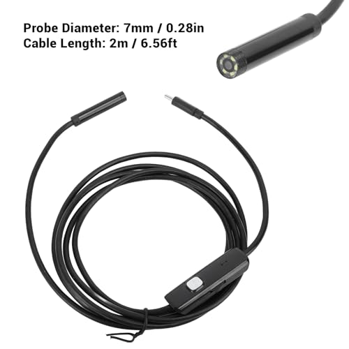 Industrielles Endoskop mit 7 Mm Durchmesser und 2 M Kabel, Inspektionskamera für Mechanische Interne Struktur-Rohrleitungsverstopfungen, Ausgestattet mit Typ-C-, USB- und