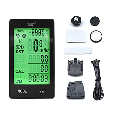 MoreJieka 24 pollici LCD Wireless Bike Computer, Multifunzione Bike Tachimetro Ciclismo Tracker con Automatico Sveglia Retroilluminato, Bike Tachimetro Impermeabile Bici da Strada MTB Bicicletta