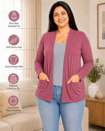 Image of In Love Women's Solid Open Front Shrug with Pockets
