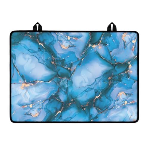 Image of Electric Stove Top Cover Induction Stove Top Protector Heat Resistant Universal Cooktop Mat for Glass Ceramic Stove Top Kitchen Accessories, 29 x 21 Inch, Blue Golden Marble