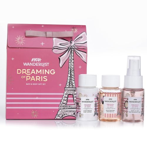 Image of Nykaa Wanderlust Dreaming of Paris Mini Envelope - Set of 3 Shower Gel | Body Lotion | Body Mist | 90 ml