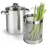 THEGA Suppentopf Mit Deckel, Gemüsetopf Mit Sieb, Spargeltopf Edelstahl Dampfgarer Mit Korb Und Deckel Pasta 16cm