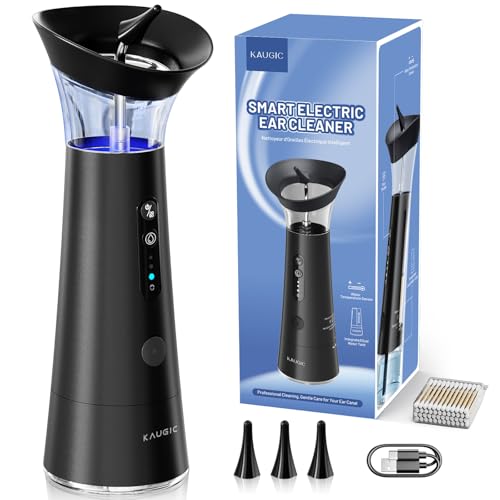 Ear Wax Removal with One-Piece Waste Tank FSA-HSA-Eligible Water Powered Ear Cleaner Electric Ear Cleaning Kit with Water Temperature Sensor Ear Irrigation Flushing System Black