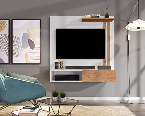 Painel para TV 32 Polegadas Sun+ Branco/Nature - Mania de Móveis