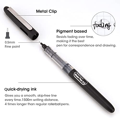 Writech Liquid Ink Rollerball Pens Quick Dry Ink 0.5 Mm Extra Fine Point Pens 8 Pcs Rollering Pens Assorted Colors Ink For Writing, Taking Notes & Sketching (Multicolor) #TOP2
