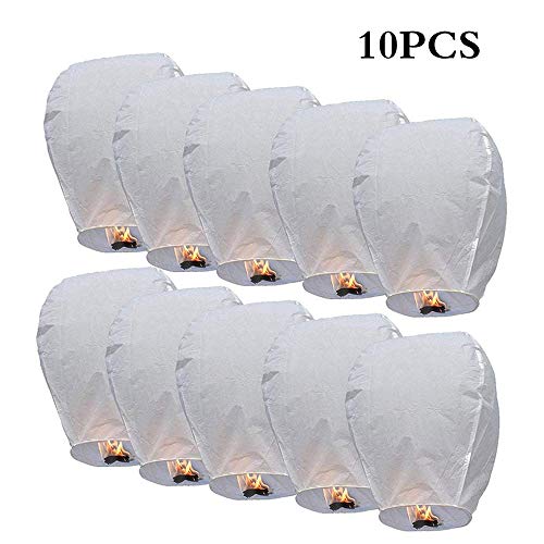 Kinberry - Farolillos chinos (10 unidades, ecológicos, 100% biodegradables, resistentes al fuego, sin alambre, para liberar en el cielo, bodas, fiestas y festivales)