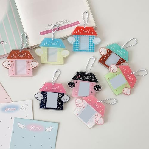 FHGSPQWM Porte-clés tendance pour cartes de campus, petites pochettes de rangement pour photos, cartes, accessoires de protection pour cartes d'école, porte-badges, Cabane rouge et bleue, Taille – vue 9