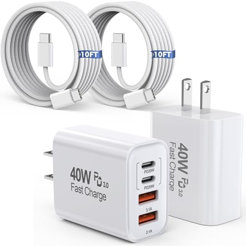 10FT USB C Fast Charger 2-Pack