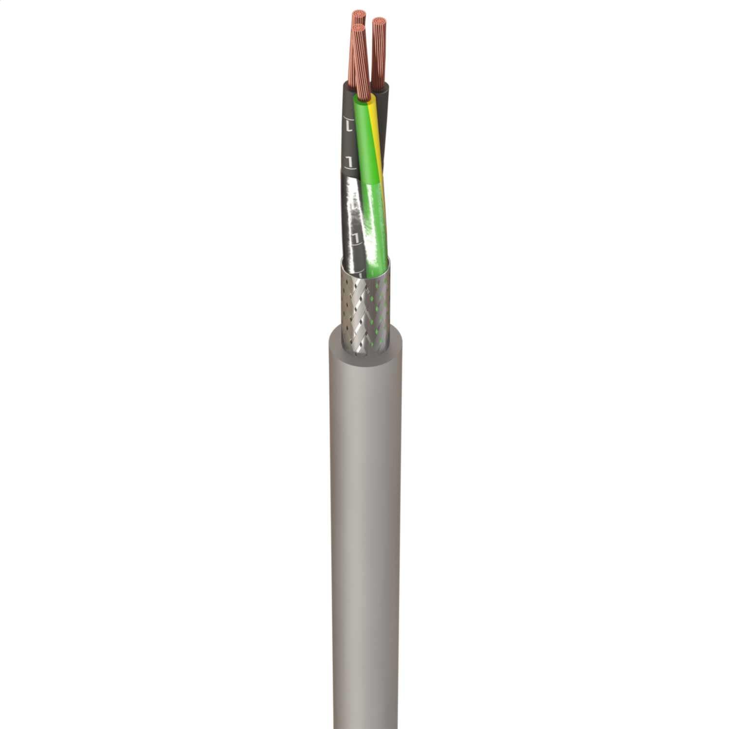 3 Core CY Screened Control Flex Cable 0.5mm, 0.75mm, 1.0mm, 1.5mm, 2.5mm (0.75mm², 100 Metre)