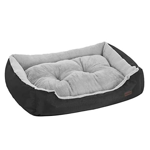 FEANDREA Cama para Perro, Sofá para Perro, 70 x 55 x 21 cm, Negro y Gris PGW03BG