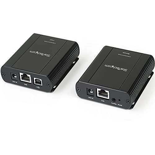 Image of StarTech.com 2 Port USB 2.0 Extender Hub Over Cat5e /Cat6 Cable (RJ45) - 330ft /100m Industrial Metal USB Extender Adapter Kit w /ESD Protection - Externally Powered - 480 Mbps (USB2002EXT2NA)